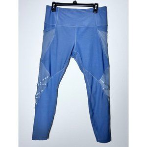 Lauren Conrad Women XXL Periwinkle Blue mid rise mesh criss cross yoga leggings